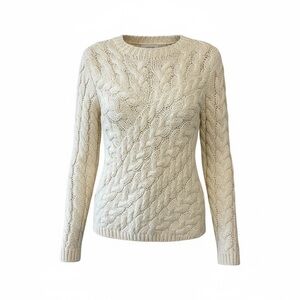 H&M Ivory Heavy Knit Sweater, Cotton Wool Blend, Long Sleeve